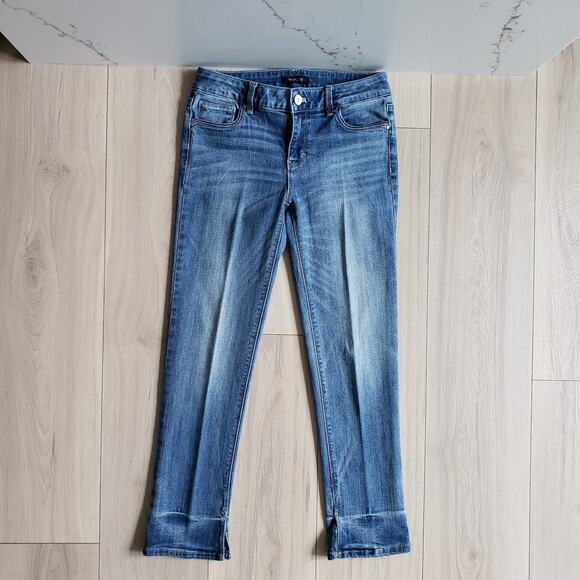 WHBM Jeans Womens 2 Slim Crop Flare Demin Capri Slits Low Rise Western Y2K Pants - Picture 13 of 14